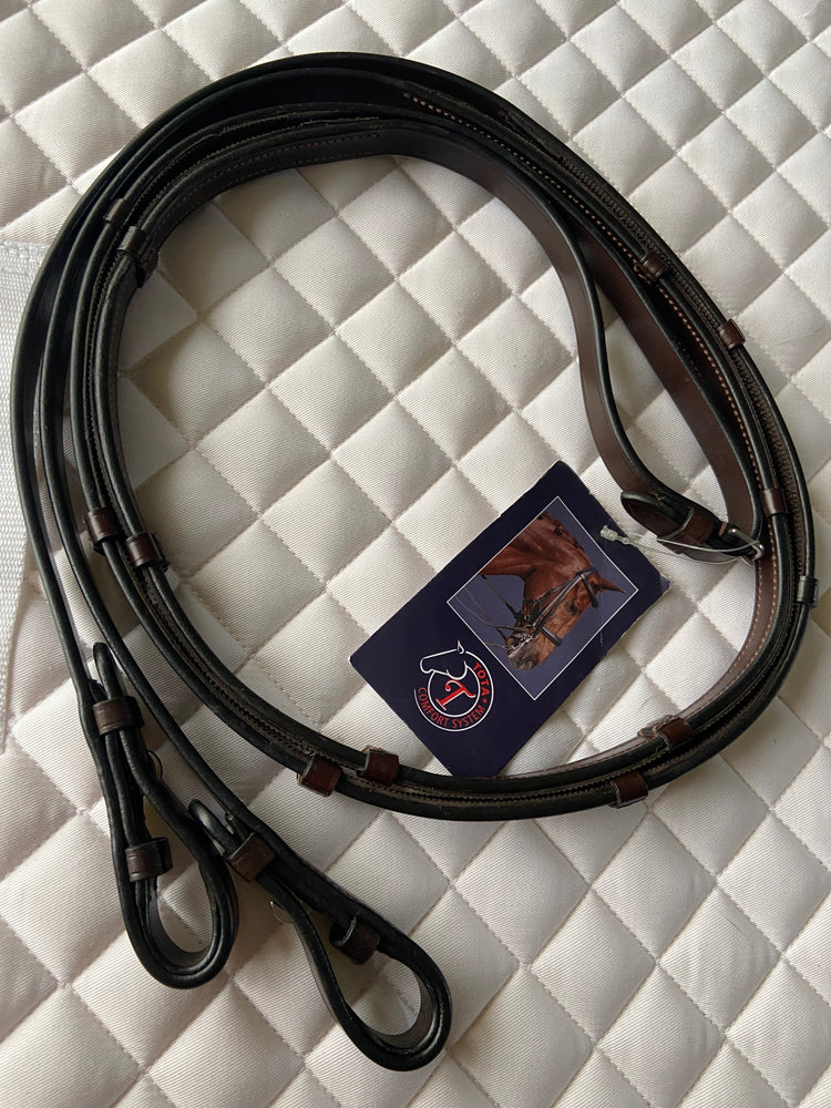 Tota Comfort System Brown Rubber Lined Leather Reins with Stops
